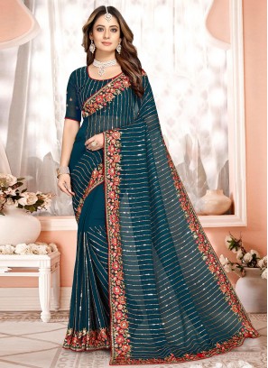 Georgette Morpeach  Zari Traditional Saree