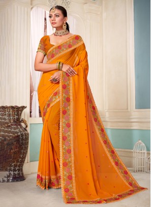 Georgette Mustard Classic Saree