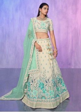 Georgette Off White Designer Lehenga Choli