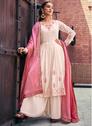 Georgette Off White Designer Salwar Kameez