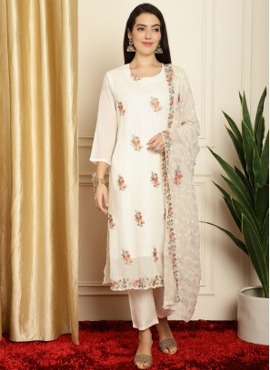 Georgette Off White Designer Salwar Suit