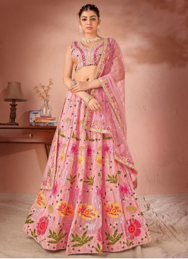 Georgette Pink Readymade Lehenga Choli