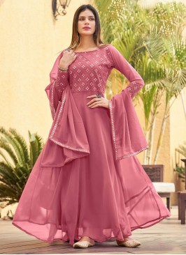 Georgette Pink Readymade Suit