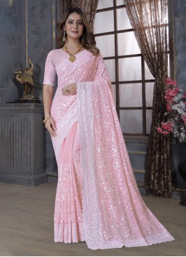 Georgette Pink Trendy Saree