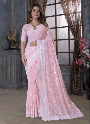 Georgette Pink Trendy Saree