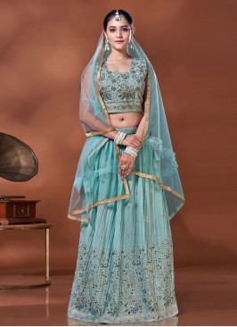 Georgette Printed Blue Readymade Lehenga Choli