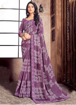 Georgette Purple Contemporary Style Saree