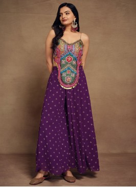 Georgette Purple Designer Kurti