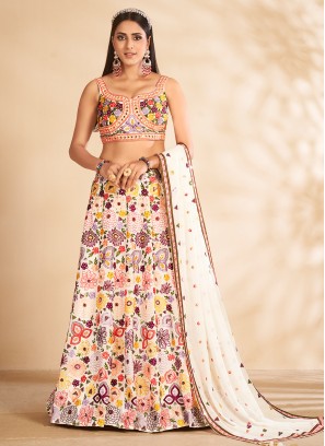 Georgette Readymade Lehenga Choli in White