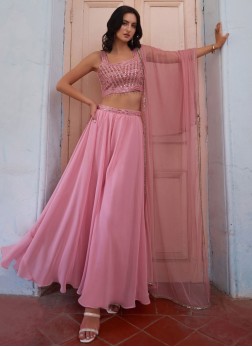 Georgette Readymade Salwar Suit in Pink