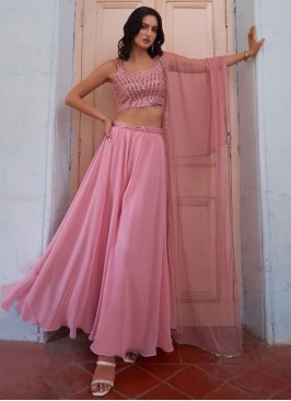 Georgette Readymade Salwar Suit in Pink