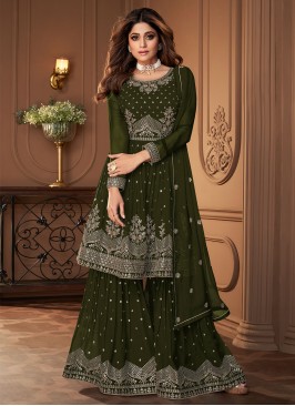 Georgette Salwar Kameez in Green