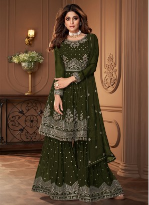 Georgette Salwar Kameez in Green
