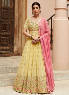 Georgette Salwar Kameez in Yellow