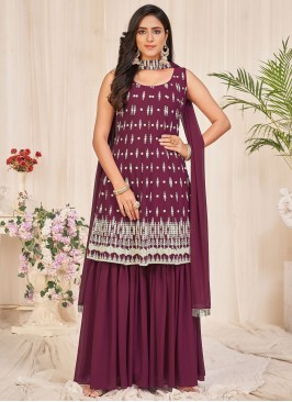 Georgette Salwar Suit in Purple