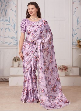 Georgette Satin Purple Classic Saree