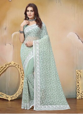 Georgette Sea Green Saree