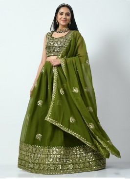 Georgette Sea Green Sequins Designer Lehenga Choli