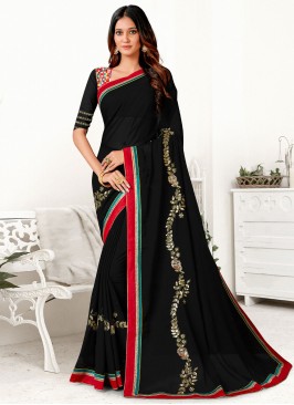 Georgette Sequins Black Saree