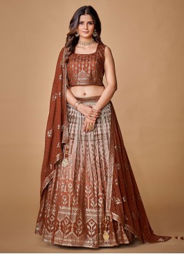 Georgette Sequins Brown Trendy Lehenga Choli