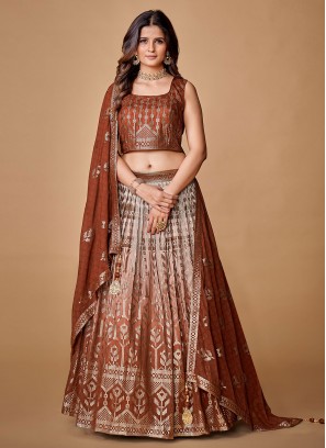 Georgette Sequins Brown Trendy Lehenga Choli