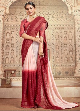 Georgette Sequins Maroon Trendy Saree