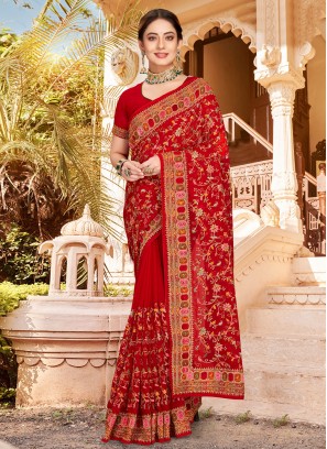 Georgette Traditional Saree in Maroon