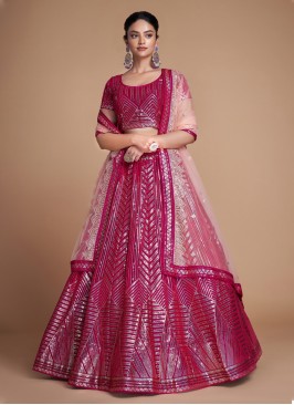 Georgette Trendy Lehenga Choli in Rani