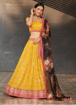 Georgette Trendy Lehenga Choli in Yellow