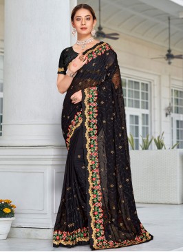 Georgette Trendy Saree in Black