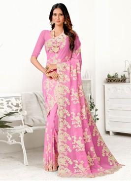 Georgette Trendy Saree in Pink