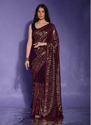 Georgette Trendy Saree in Purple