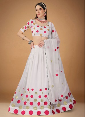 Georgette White Zari Trendy Lehenga Choli