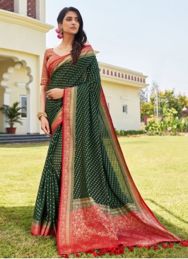 Georgette Woven Green Saree