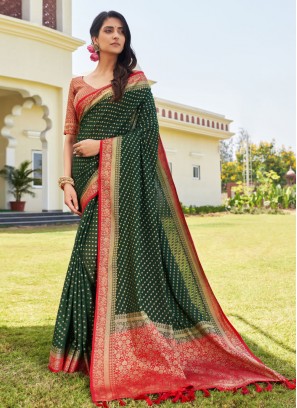 Georgette Woven Green Saree