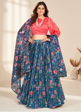 Gilded Digital Print Organza Readymade Lehenga Cho