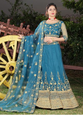 Gilded Net Blue Cord Trendy Lehenga Choli