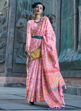Gilded Weaving Pink Organza Trendy Saree