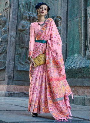 Gilded Weaving Pink Organza Trendy Saree