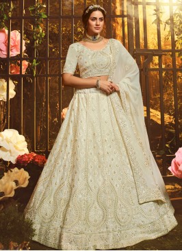 Gilded White Engagement Designer Lehenga Choli