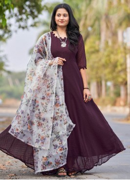 Gilded Woven Faux Georgette Gown 
