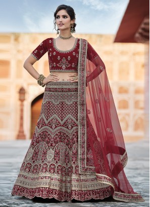 Girlish Handwork Velvet Lehenga Choli