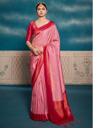 Girlish Pink Mehndi Classic Saree