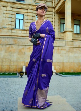 Girlish Purple Woven Classic Saree