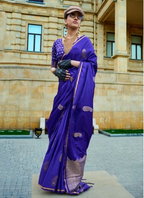 Girlish Purple Woven Classic Saree
