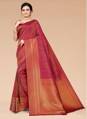 Girlish Silk Blend Maroon Saree