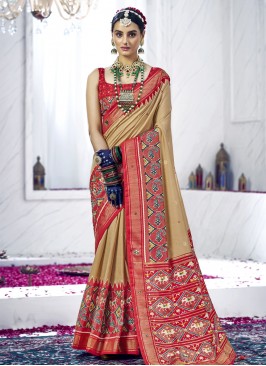 Glamorous Cotton Silk Designer Beige Contemporary Saree