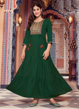 Glamorous Embroidered Rayon Party Wear Kurti