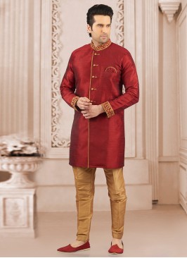 Glamorous Maroon Color Designer Semi Indo Suit