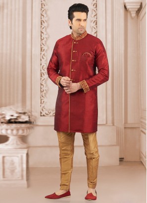 Glamorous Maroon Color Designer Semi Indo Suit